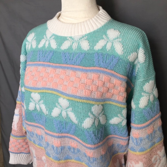 Vintage Cats Pastel Sweater Fairy Kei Sweater S/M - Picture 4 of 8
